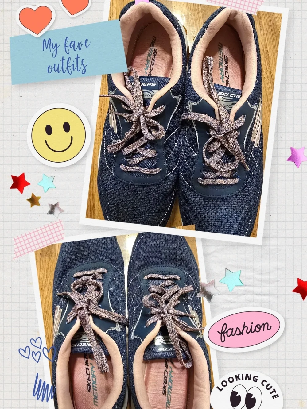 Skechers Navy and Pink Athletic Memory Foam Sneakers